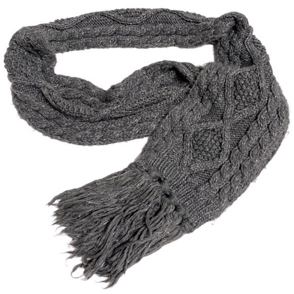 Knitted Gray Shimmer Scarf - Picture 2 of 3